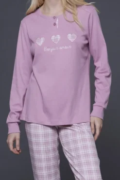 Pigiama Donna Caldo Cotone Bucle Heart -Vêtements D’intérieur 1662013833 63105189ad5fe